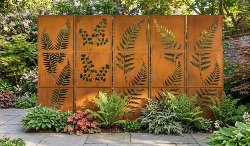 Example privacy screen in Corten steel